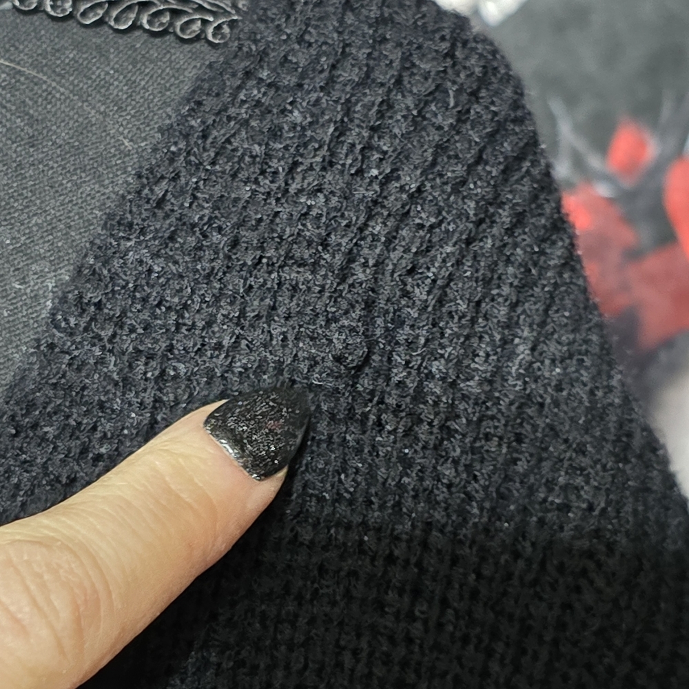 Black Bow-Back V-Neck Sweater Dress for Women - Picture 3 of 6